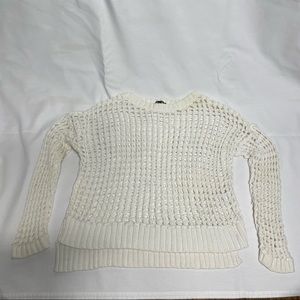 White Express square open stitch pullover sweater Womens Small